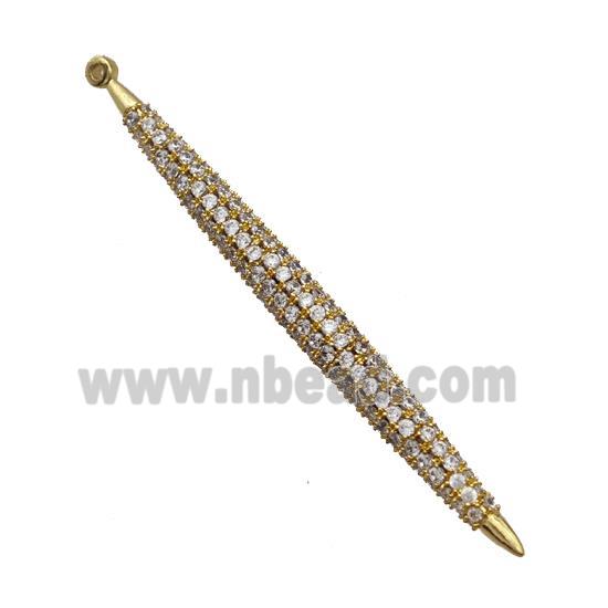 Copper Spike Pendant Micropave Zirconia Gold Plated