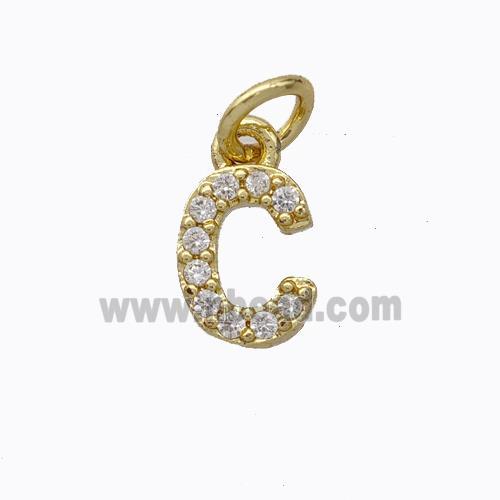 Copper Pendant Pave Zirconia Letter-C Gold Plated