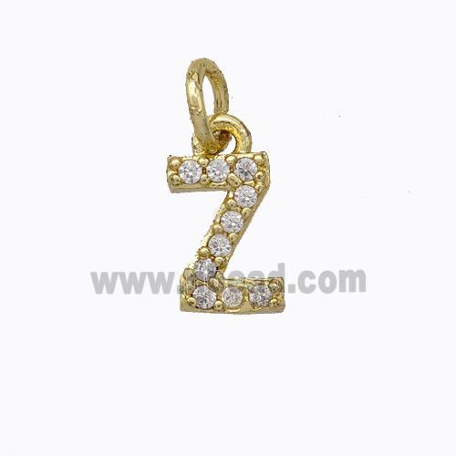 Copper Pendant Pave Zirconia Letter-Z Gold Plated