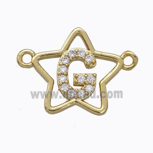 Copper Star Pendant Pave Zirconia Letter-G Gold Plated