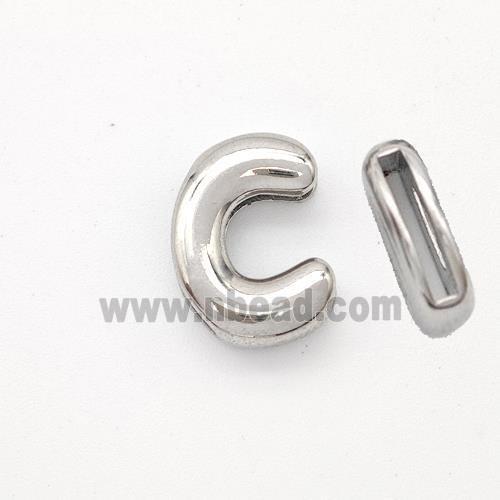 Copper Letter-C Beads Platinum Plated