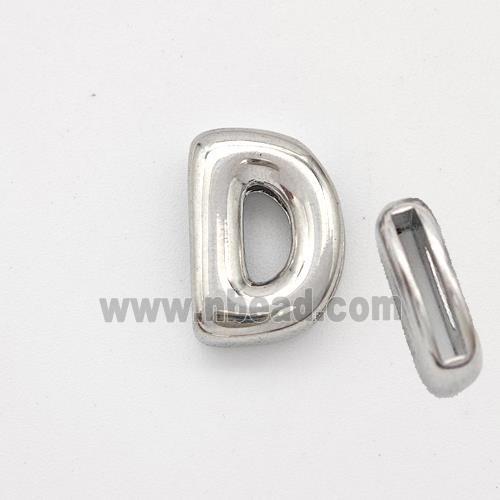 Copper Letter-D Beads Platinum Plated