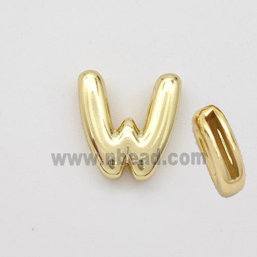 Copper Letter-W Beads Gold Plated