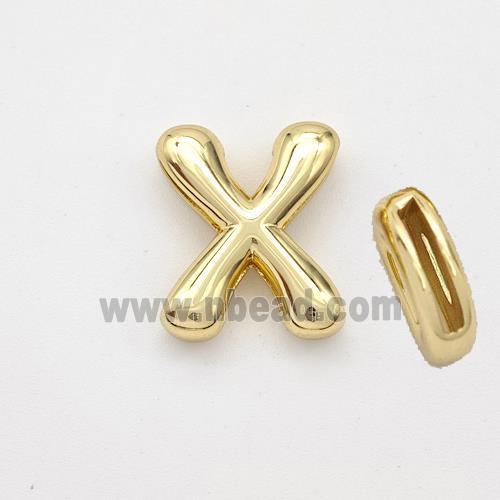 Copper Letter-X Beads Gold Plated