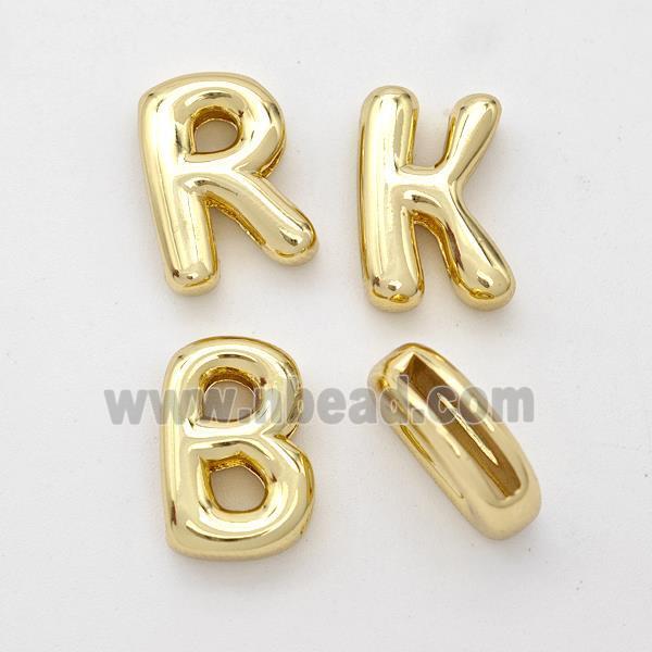 Copper Alphabet Beads Mix Letters Gold Plated