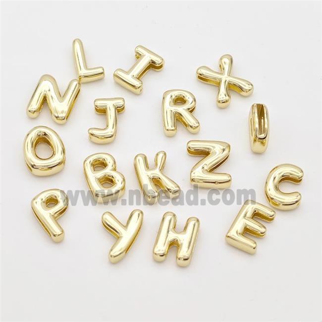 Copper Alphabet Beads Mix Letters Gold Plated