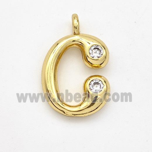 Copper Letter-C Pendant Pave Zirconia Gold Plated