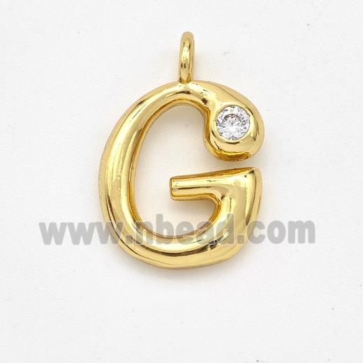 Copper Letter-G Pendant Pave Zirconia Gold Plated