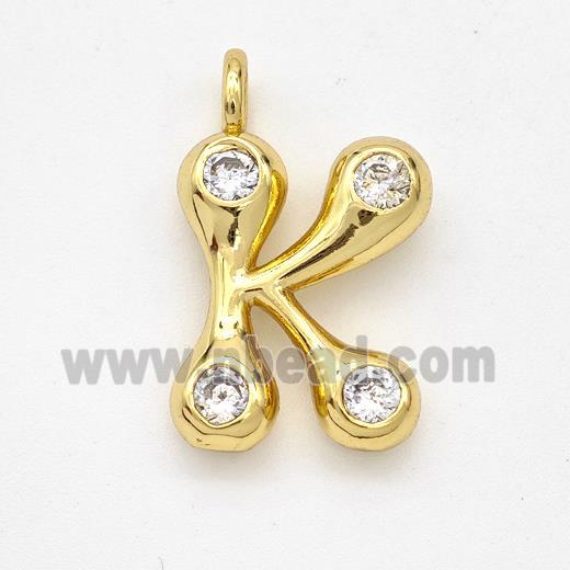 Copper Letter-K Pendant Pave Zirconia Gold Plated