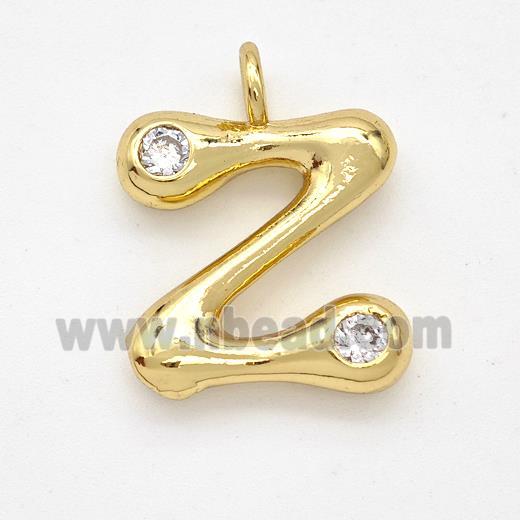 Copper Letter-Z Pendant Pave Zirconia Gold Plated