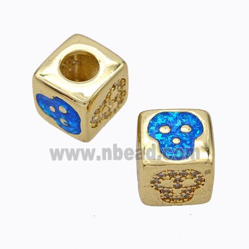 Copper Cube Beads Pave Zirconia Fire Opal Monkey Large Hole 18K Gold Plated