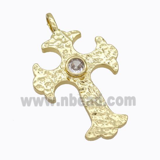 Copper Cross Pendant Pave Zirconia Gold Plated