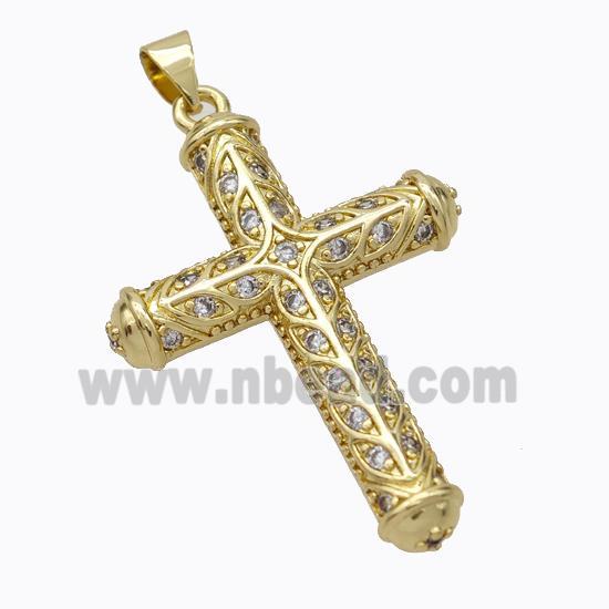 Copper Cross Pendant Pave Zirconia Gold Plated