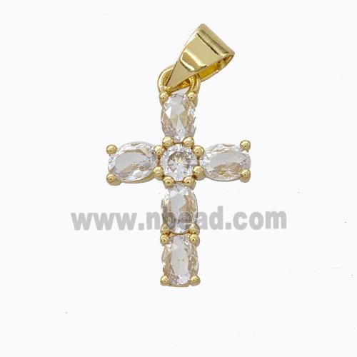 Copper Cross Pendant Micropave Zirconia Gold Plated