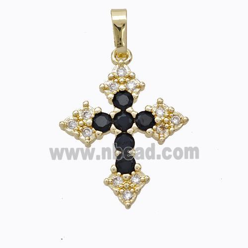 Copper Cross Pendant Micropave Zirconia Gold Plated