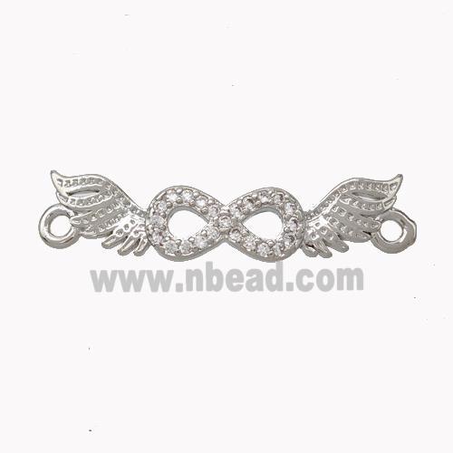 Copper Angelwings Connector Pave Zirconia Infinity Platinum Plated