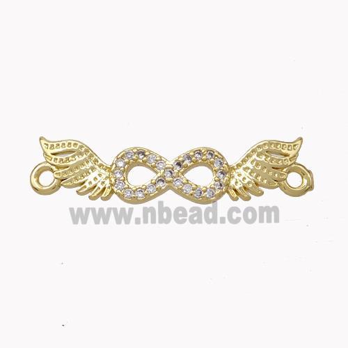 Copper Angelwings Connector Pave Zirconia Infinity Gold Plated