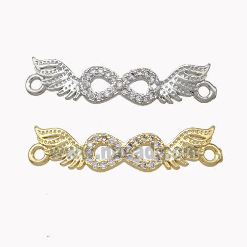 Copper Angelwings Connector Pave Zirconia Infinity Mixed