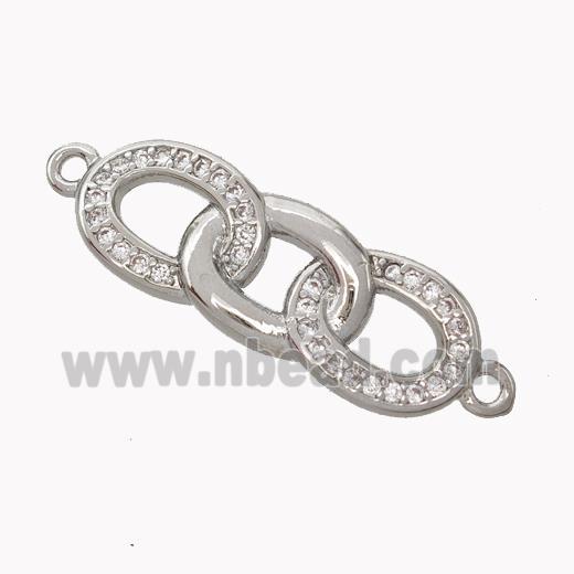 Copper Links Connector Micropave Zirconia Platinum Plated