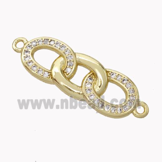 Copper Links Connector Micropave Zirconia Gold Plated