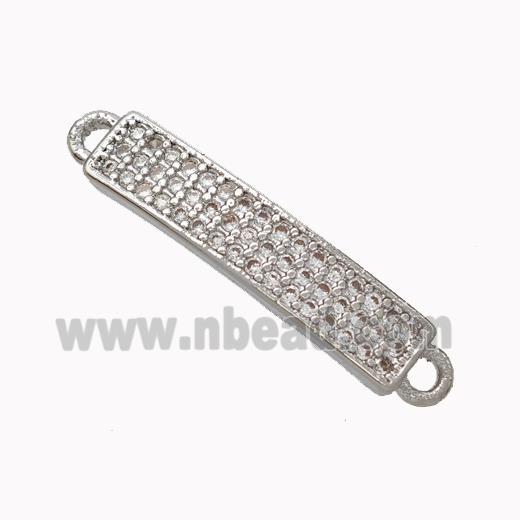 Copper Stick Connector Pave Zirconia Curving Platinum Plated