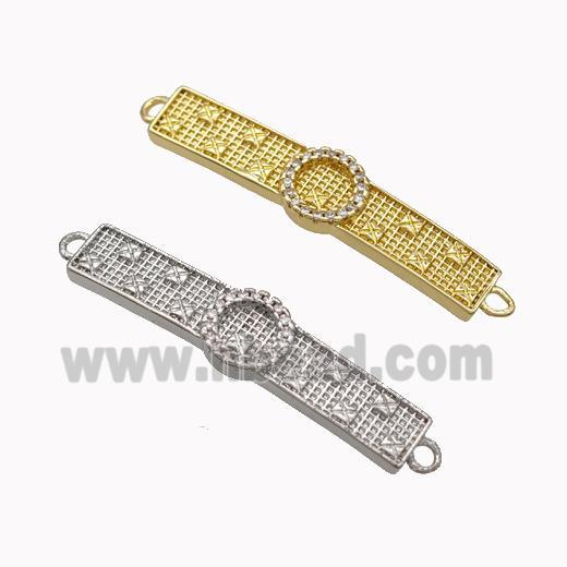 Wristwatch Charms Copper Connector Micropave Zirconia Curving Mixed