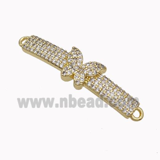 Wristwatch Charms Copper Connector Micropave Zirconia Butterfly Curving Gold Plated