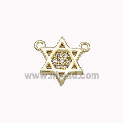 Copper Davidstar Pendant Micropave Zirconia Gold Plated