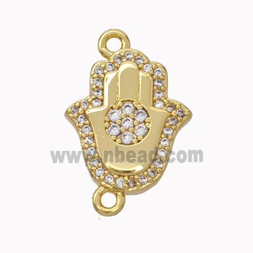 Copper Hamsahand Pendant Micropave Zirconia Gold Plated