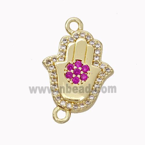 Copper Hamsahand Pendant Micropave Zirconia Gold Plated