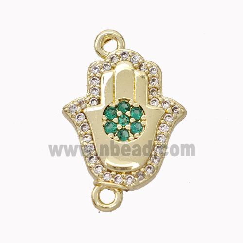 Copper Hamsahand Pendant Micropave Zirconia Gold Plated