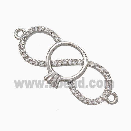 Copper Infinity Connector Micropave Zirconia Platinum Plated