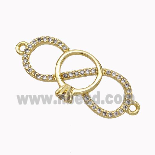 Copper Infinity Connector Micropave Zirconia Gold Plated