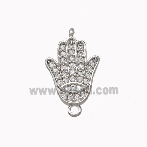 Copper Hamsahand Connector Micropave Zirconia Platinum Plated