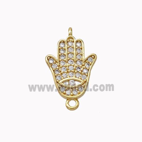 Copper Hamsahand Connector Micropave Zirconia Gold Plated