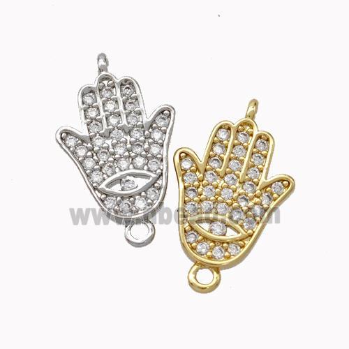 Copper Hamsahand Connector Micropave Zirconia Eye Mixed