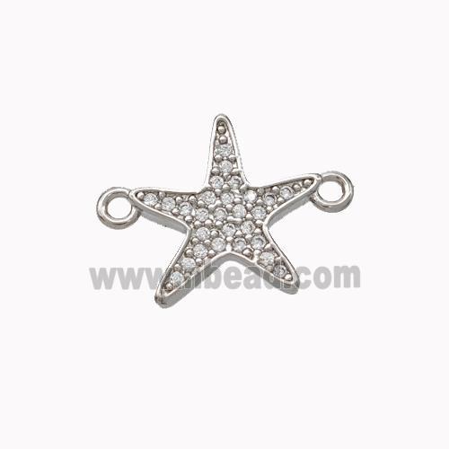 Copper Starfish Connector Micropave Zirconia Platinum Plated