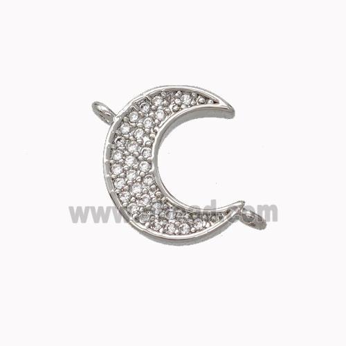 Copper Moon Connector Micropave Zirconia Platinum Plated