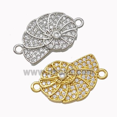 Nautilus Charms Copper Spiral Shell Connector Pave Zirconia Mixed