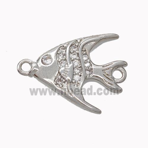 Copper Fish Connector Micropave Zirconia Platinum Plated