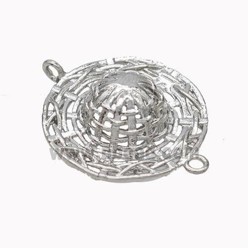 Hat Charms Copper Connector Hollow Platinum Plated