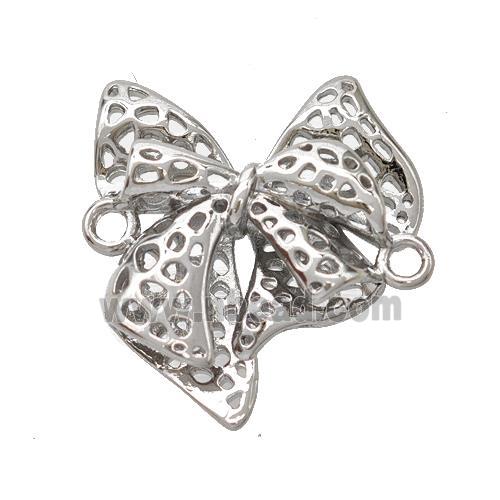 Copper Bowknot Connector Hollow Platinum Plated