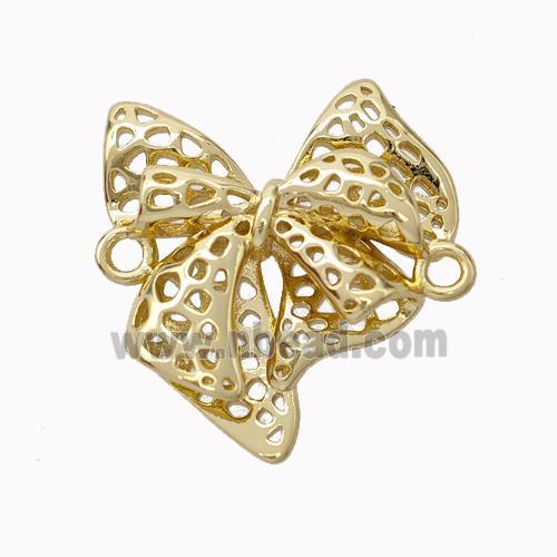 Copper Bowknot Connector Hollow Gold Plated