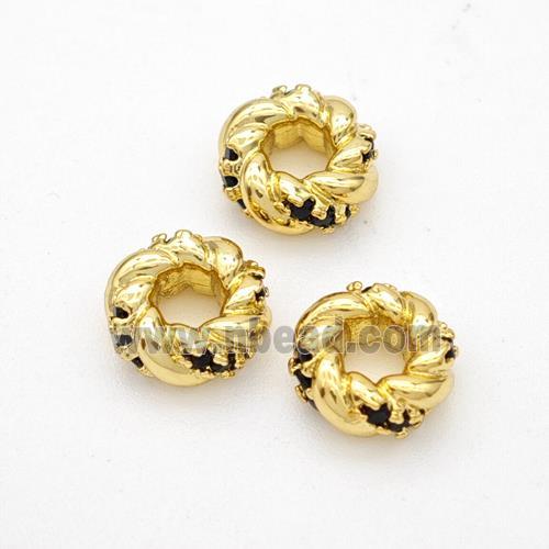 Copper Circle Beads Pave Zirconia Gold Plated