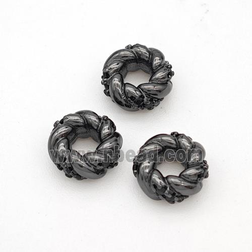 Copper Circle Beads Pave Zirconia Black Plated