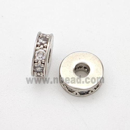 Copper Heishi Spacer Beads Micropave Zirconia Platinum Plated