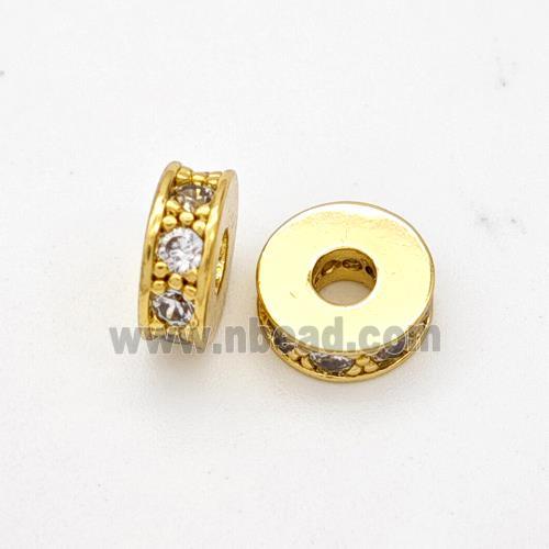 Copper Heishi Spacer Beads Micropave Zirconia Gold Plated