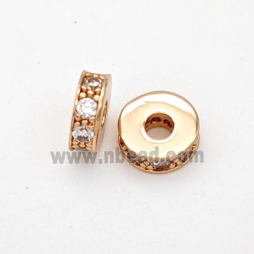 Copper Heishi Spacer Beads Micropave Zirconia Rose Gold