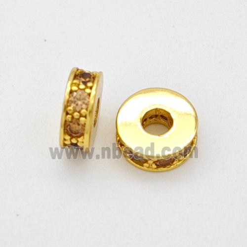 Copper Heishi Spacer Beads Micropave Zirconia Gold Plated