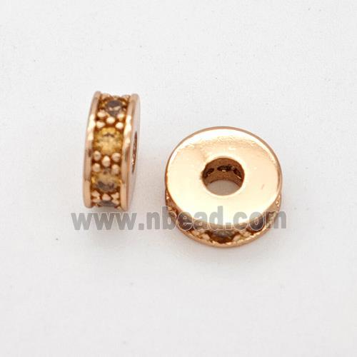 Copper Heishi Spacer Beads Micropave Zirconia Rose Gold